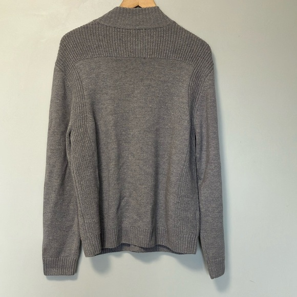 NWOT J. McLaughlin Gray Cardigan Sweater 100% merino wool with Mock Neck - Picture 5 of 5